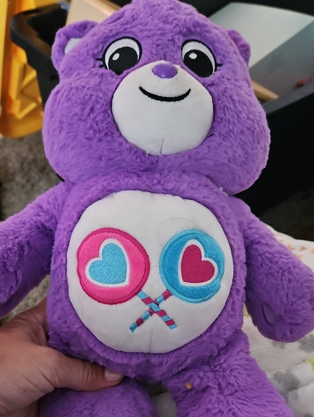 Plush Purple Heart Lollipop Teddy - Soft Kids Toy